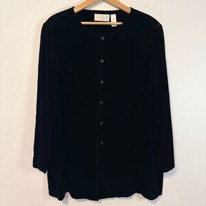 Vintage Black Silk Blend Velvet Button Down Size 18